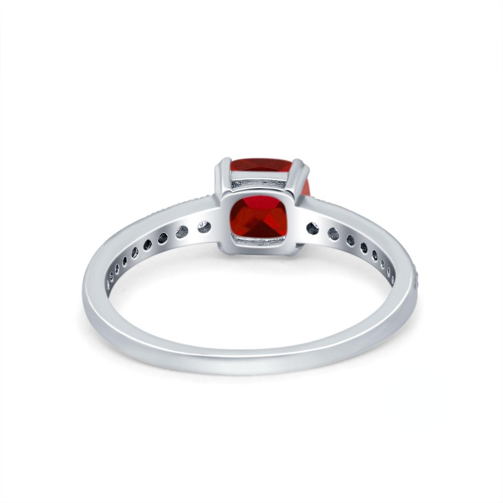 Cushion Cut Bridal Wedding Ring Simulated Cubic Zirconia 925 Sterling Silver