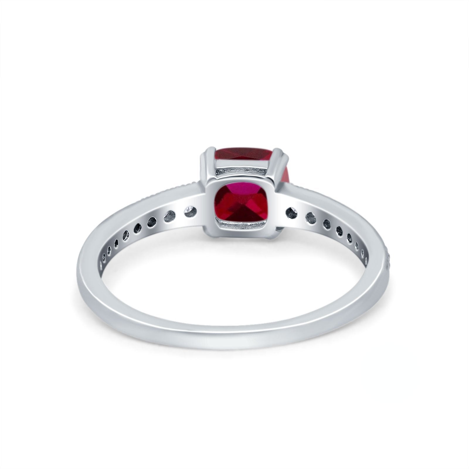 Cushion Cut Bridal Wedding Ring Simulated Cubic Zirconia 925 Sterling Silver