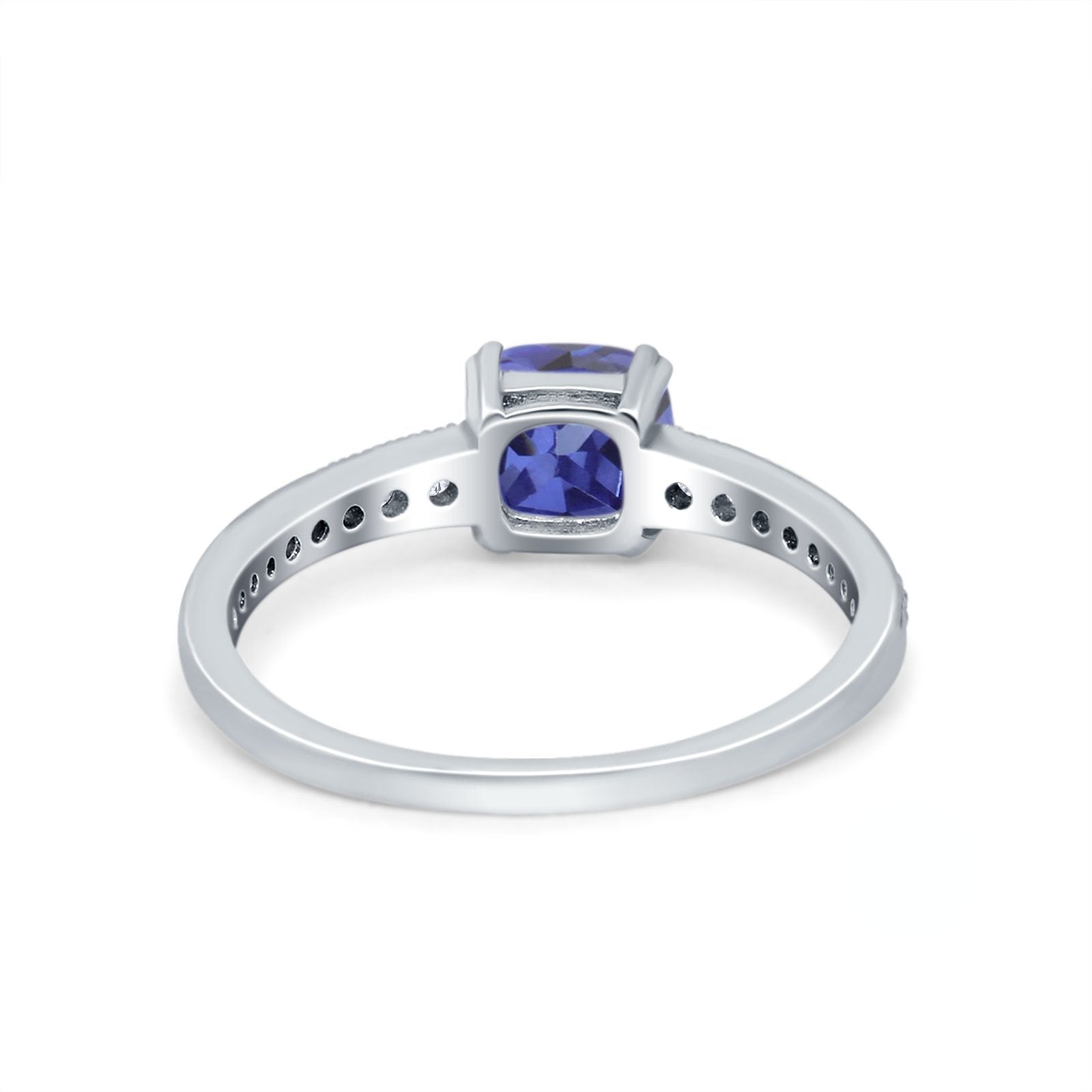 Cushion Cut Bridal Wedding Ring Simulated Cubic Zirconia 925 Sterling Silver