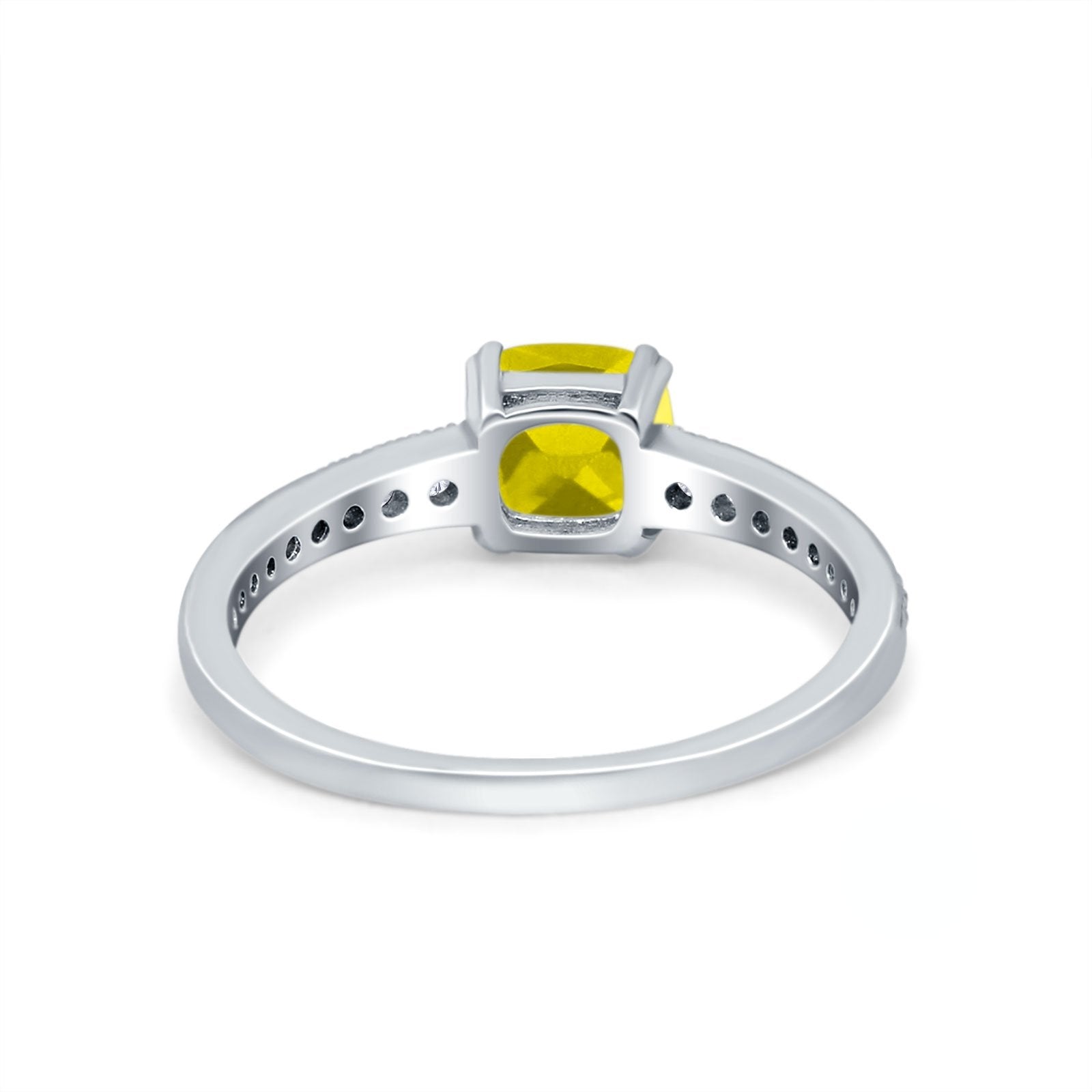 Cushion Cut Bridal Wedding Ring Simulated Cubic Zirconia 925 Sterling Silver