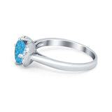 Art Deco Wedding Bridal Ring Round Simulated Cubic Zirconia 925 Sterling Silver