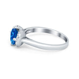 Art Deco Wedding Bridal Ring Round Simulated Cubic Zirconia 925 Sterling Silver