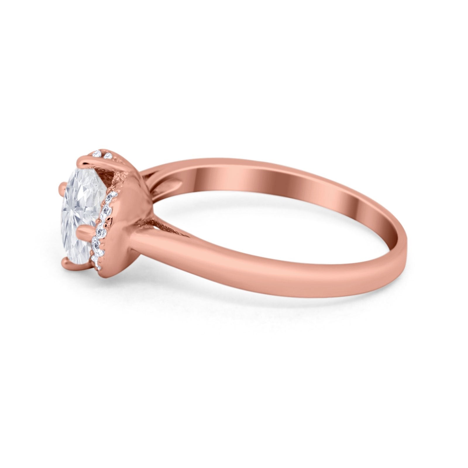 Art Deco Wedding Bridal Ring Round Simulated Cubic Zirconia 925 Sterling Silver