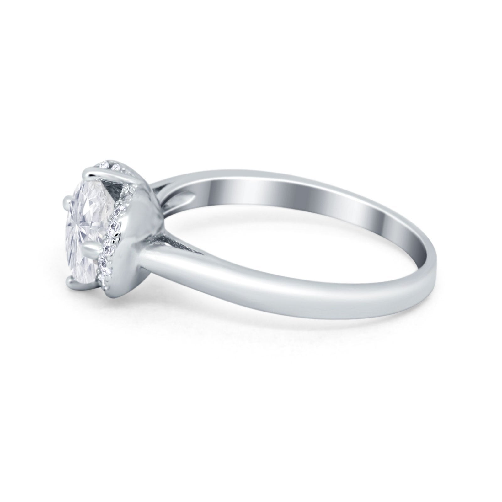 Art Deco Wedding Bridal Ring Round Simulated Cubic Zirconia 925 Sterling Silver