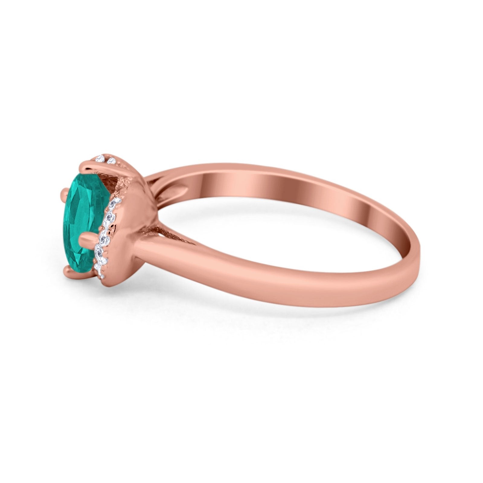 Art Deco Wedding Bridal Ring Round Simulated Cubic Zirconia 925 Sterling Silver