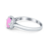 Art Deco Wedding Bridal Ring Round Simulated Cubic Zirconia 925 Sterling Silver