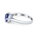 Art Deco Wedding Bridal Ring Round Simulated Cubic Zirconia 925 Sterling Silver