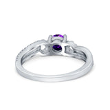 Engagement Bridal Ring Round Simulated Cubic Zirconia 925 Sterling Silver