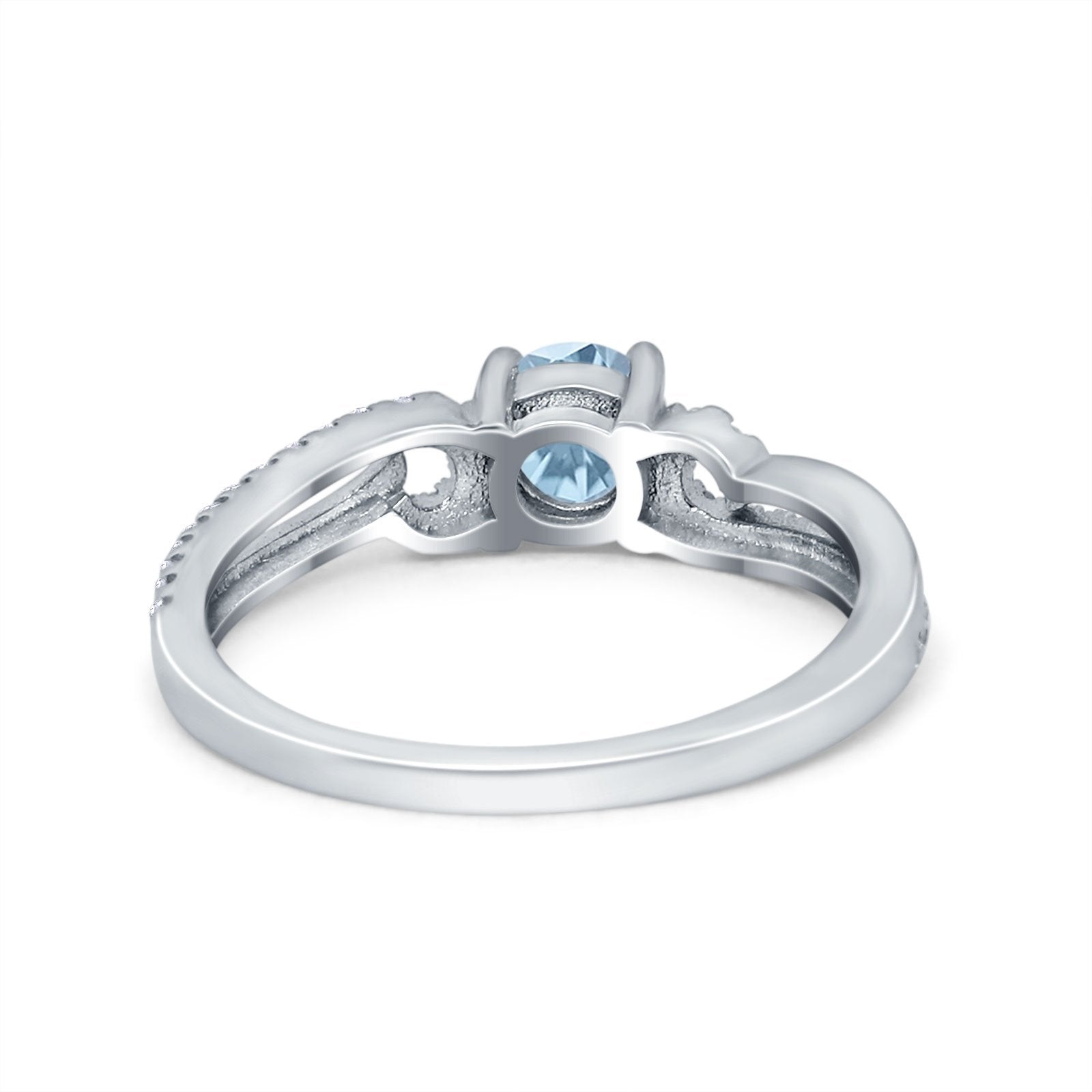 Engagement Bridal Ring Round Simulated Cubic Zirconia 925 Sterling Silver