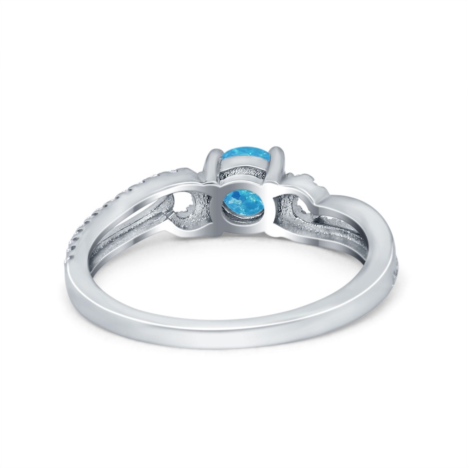 Engagement Bridal Ring Round Simulated Cubic Zirconia 925 Sterling Silver