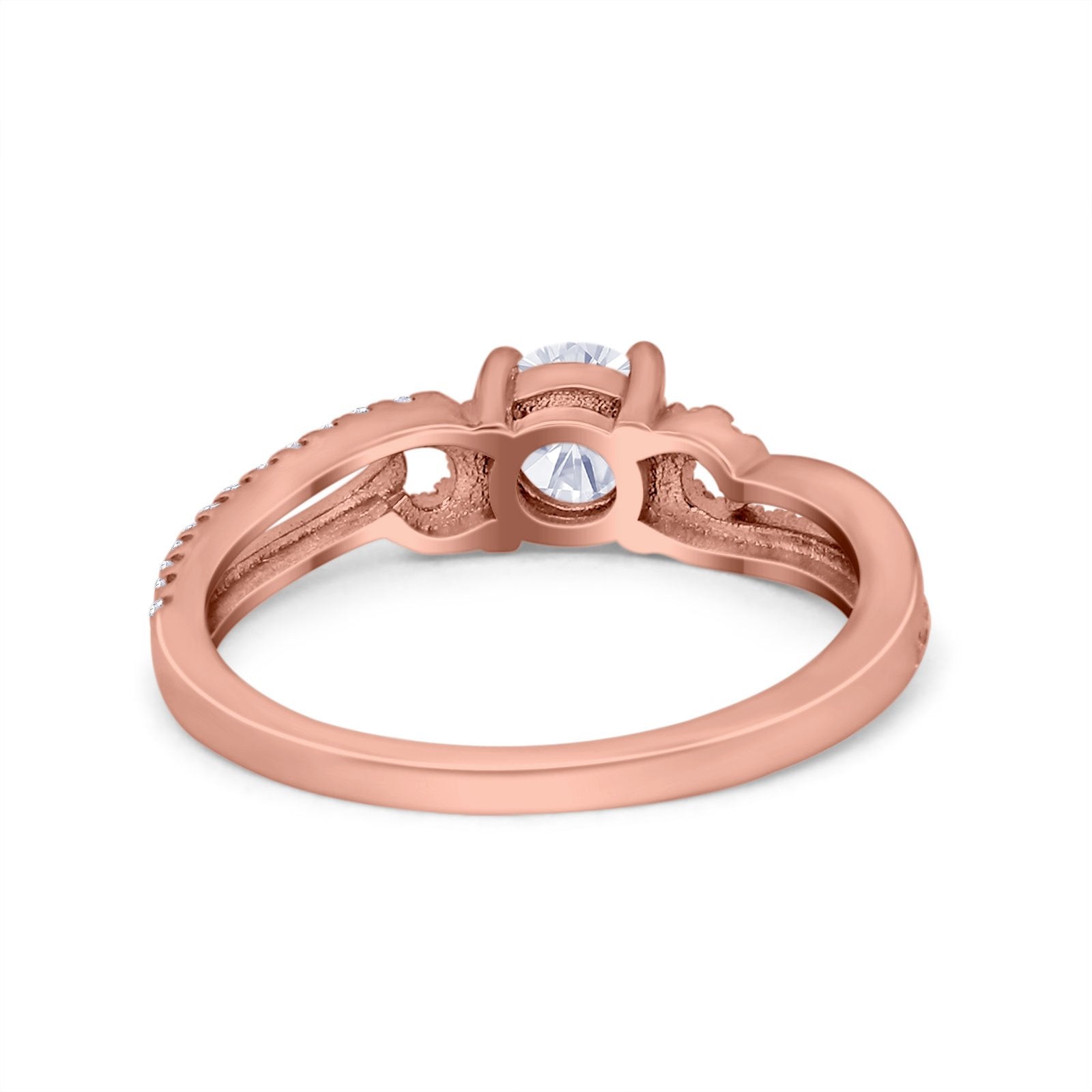 Engagement Bridal Ring Round Simulated Cubic Zirconia 925 Sterling Silver