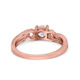 Engagement Bridal Ring Round Simulated Cubic Zirconia 925 Sterling Silver