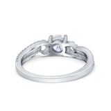Engagement Bridal Ring Round Simulated Cubic Zirconia 925 Sterling Silver