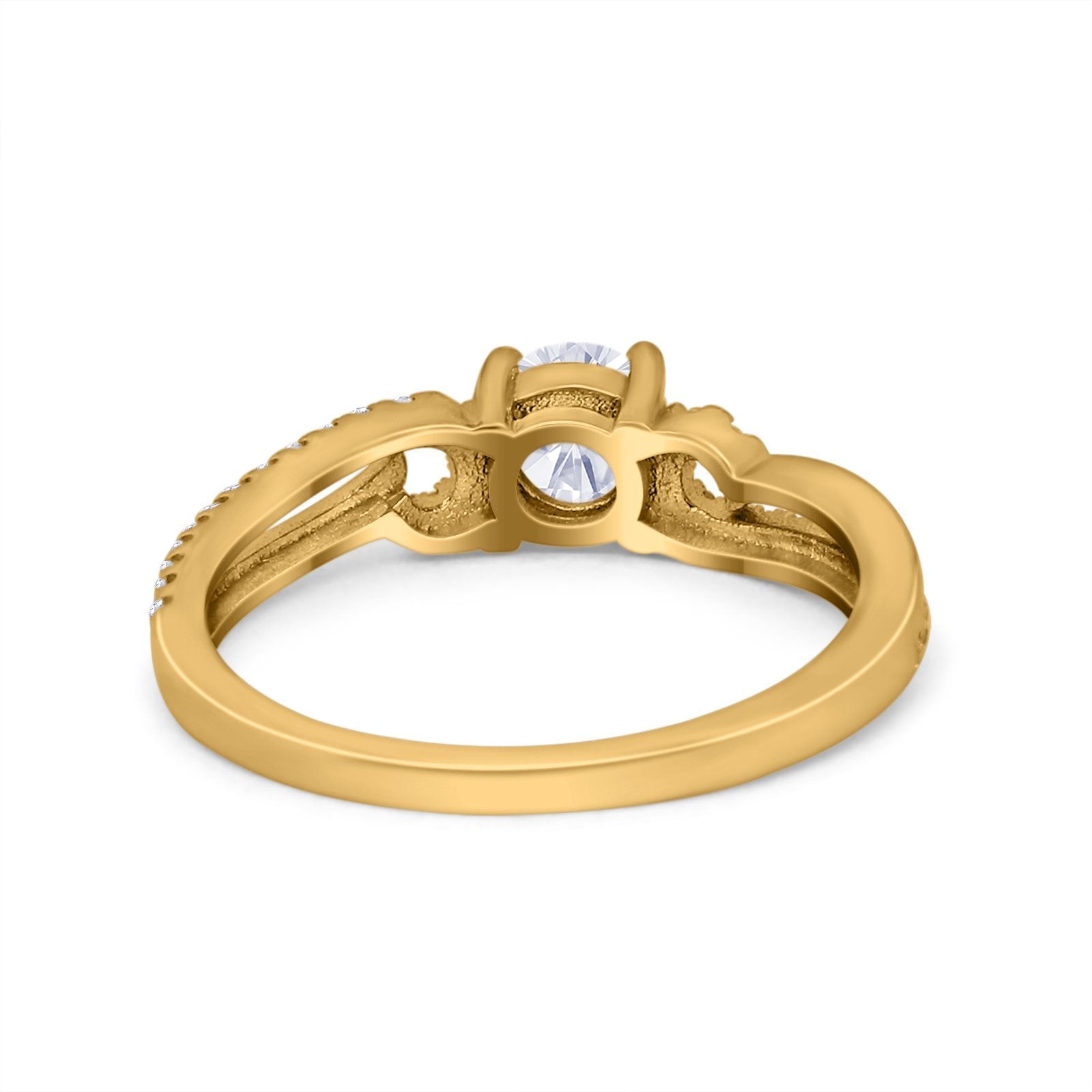 Engagement Bridal Ring Round Simulated Cubic Zirconia 925 Sterling Silver