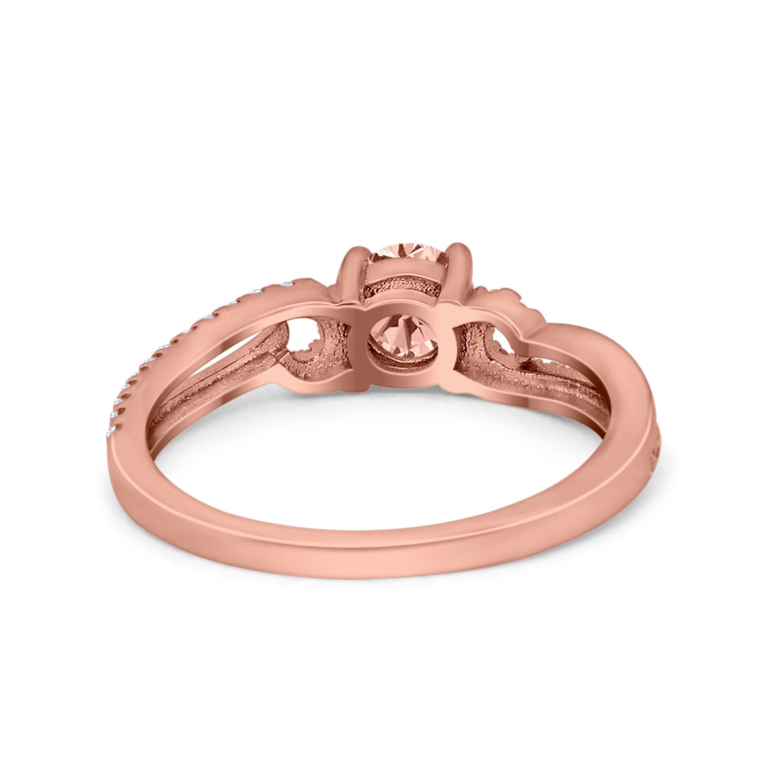 Engagement Bridal Ring Round Simulated Cubic Zirconia 925 Sterling Silver