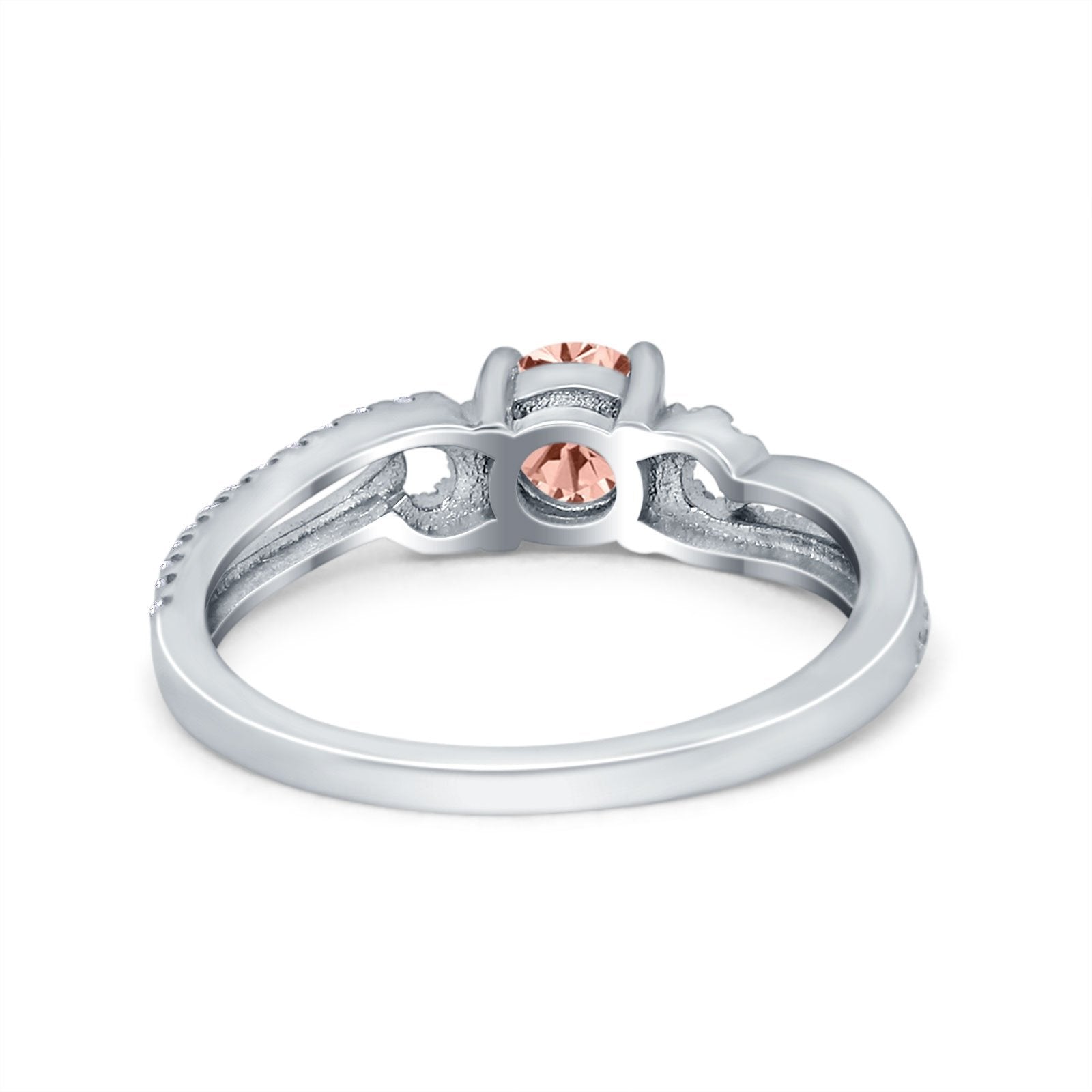 Engagement Bridal Ring Round Simulated Cubic Zirconia 925 Sterling Silver