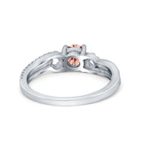 Engagement Bridal Ring Round Simulated Cubic Zirconia 925 Sterling Silver