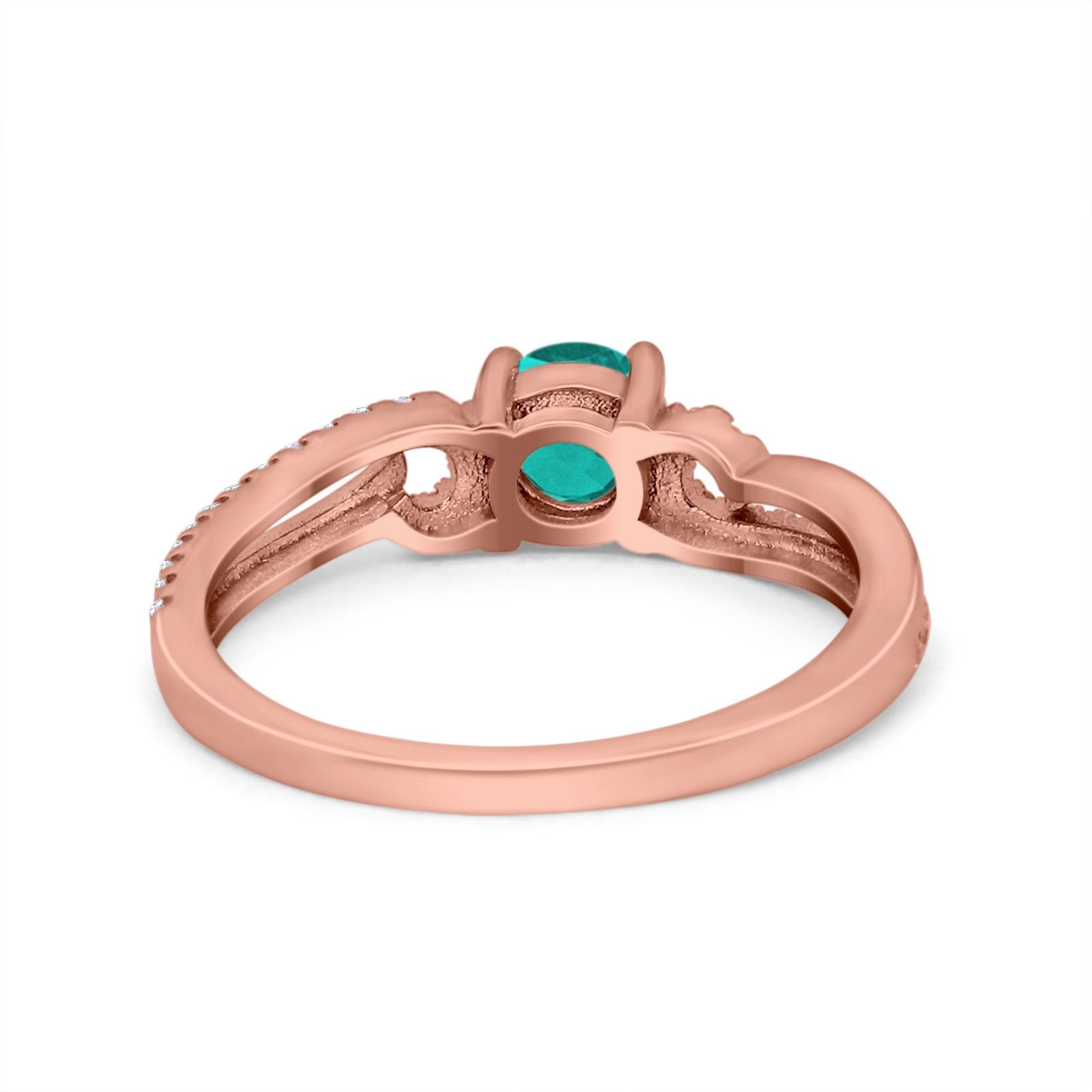 Engagement Bridal Ring Round Simulated Cubic Zirconia 925 Sterling Silver