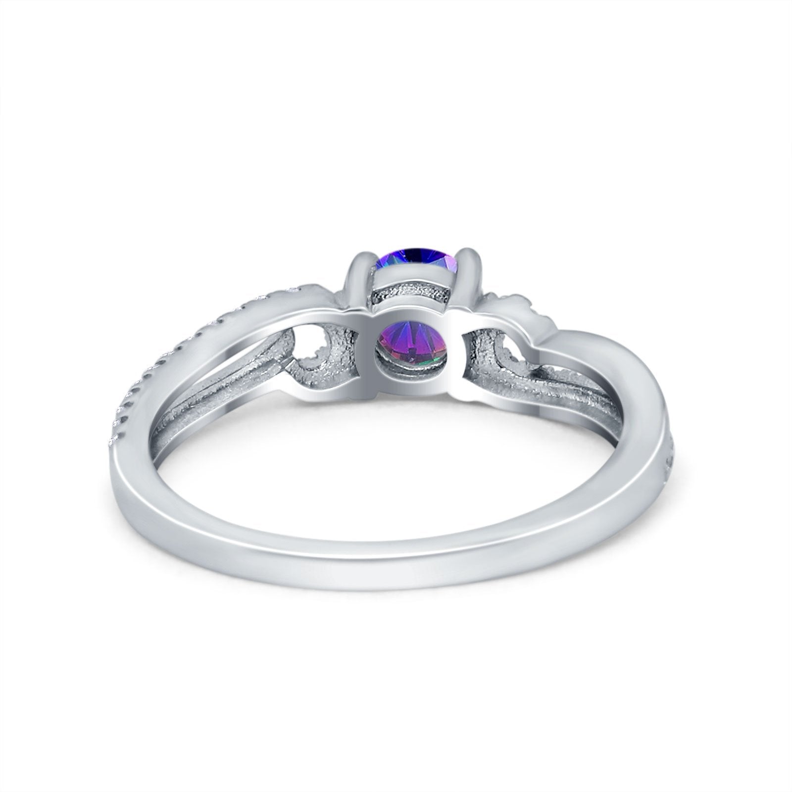 Engagement Bridal Ring Round Simulated Cubic Zirconia 925 Sterling Silver