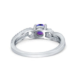 Engagement Bridal Ring Round Simulated Cubic Zirconia 925 Sterling Silver