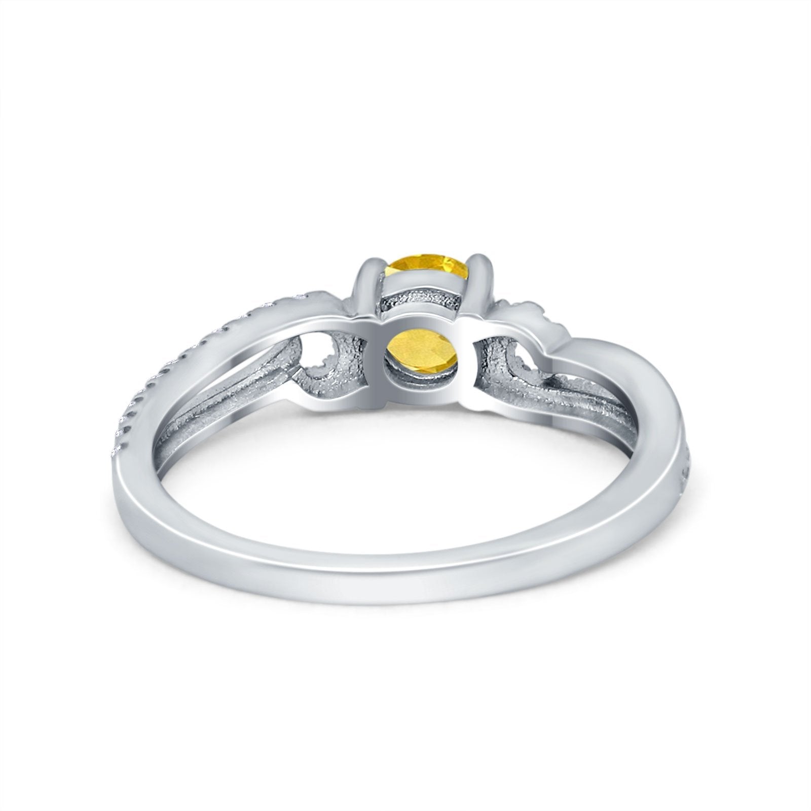 Engagement Bridal Ring Round Simulated Cubic Zirconia 925 Sterling Silver