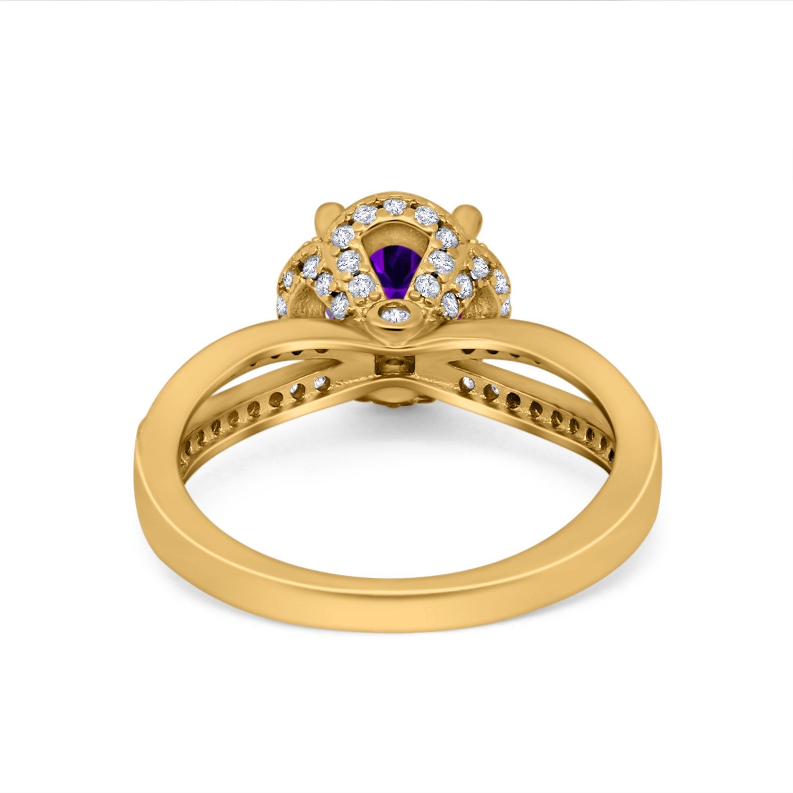 Halo Art Deco Wedding Ring Round Simulated Cubic Zirconia 925 Sterling Silver