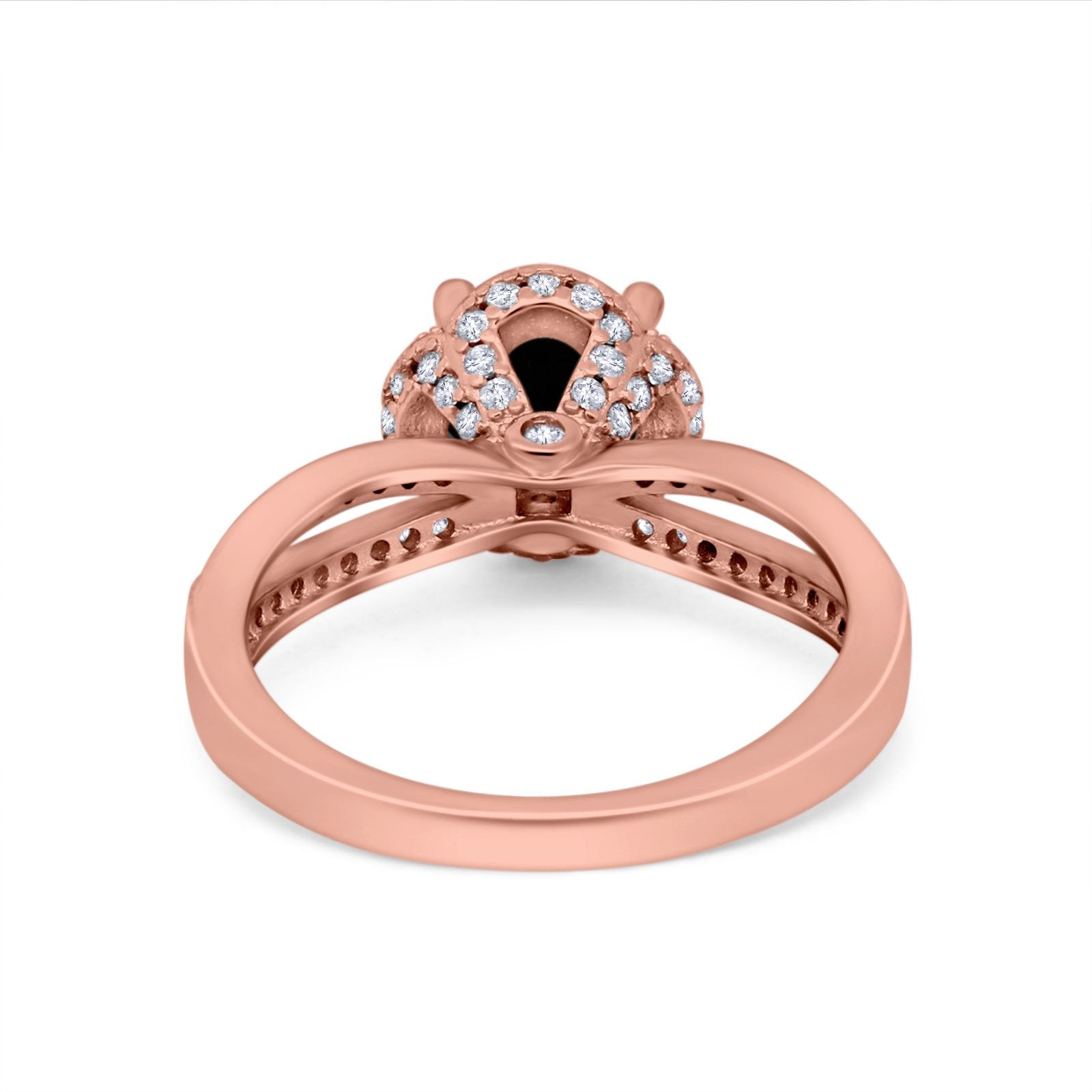 Halo Art Deco Wedding Ring Round Simulated Cubic Zirconia 925 Sterling Silver