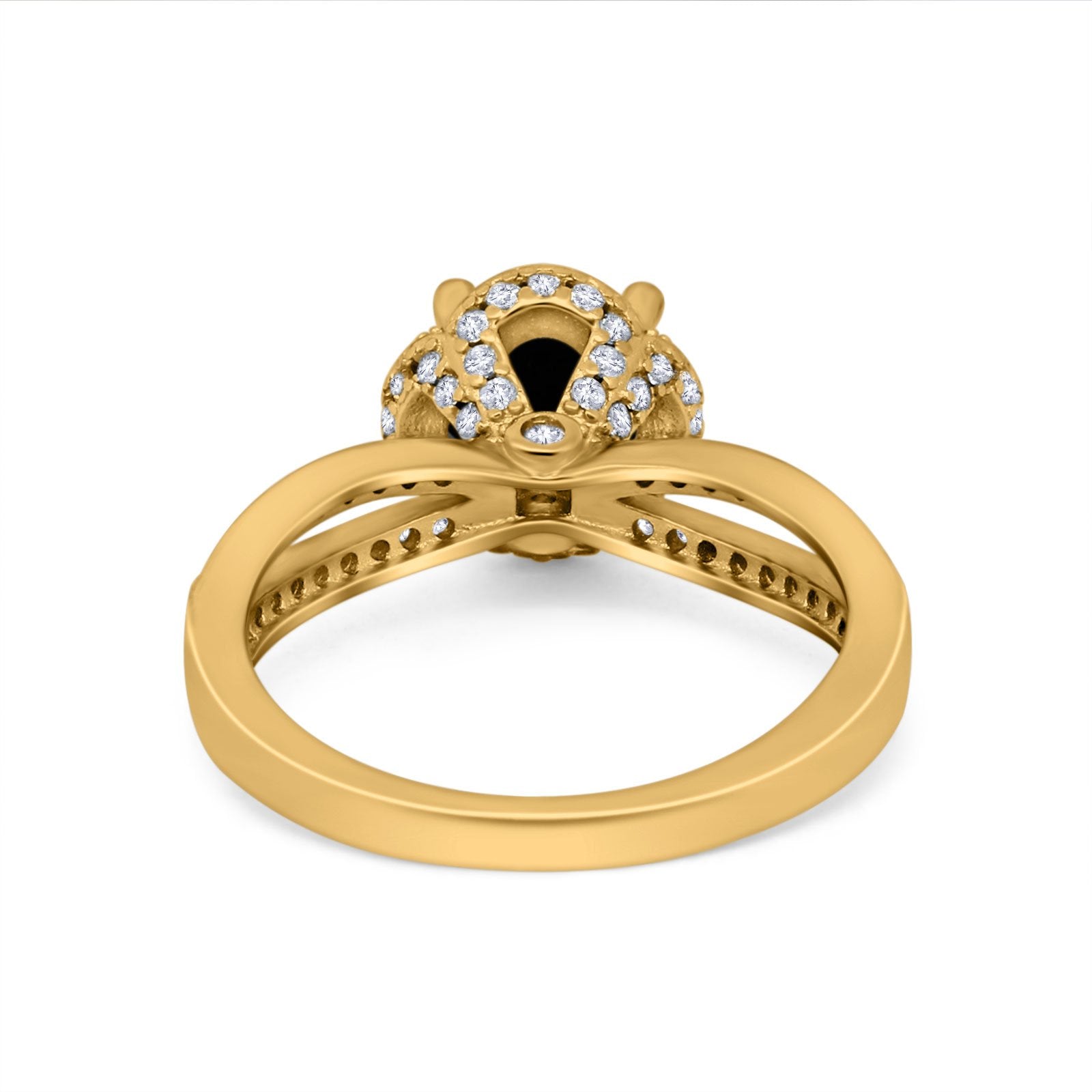 Halo Art Deco Wedding Ring Round Simulated Cubic Zirconia 925 Sterling Silver