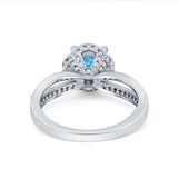 Halo Art Deco Wedding Ring Round Simulated Cubic Zirconia 925 Sterling Silver