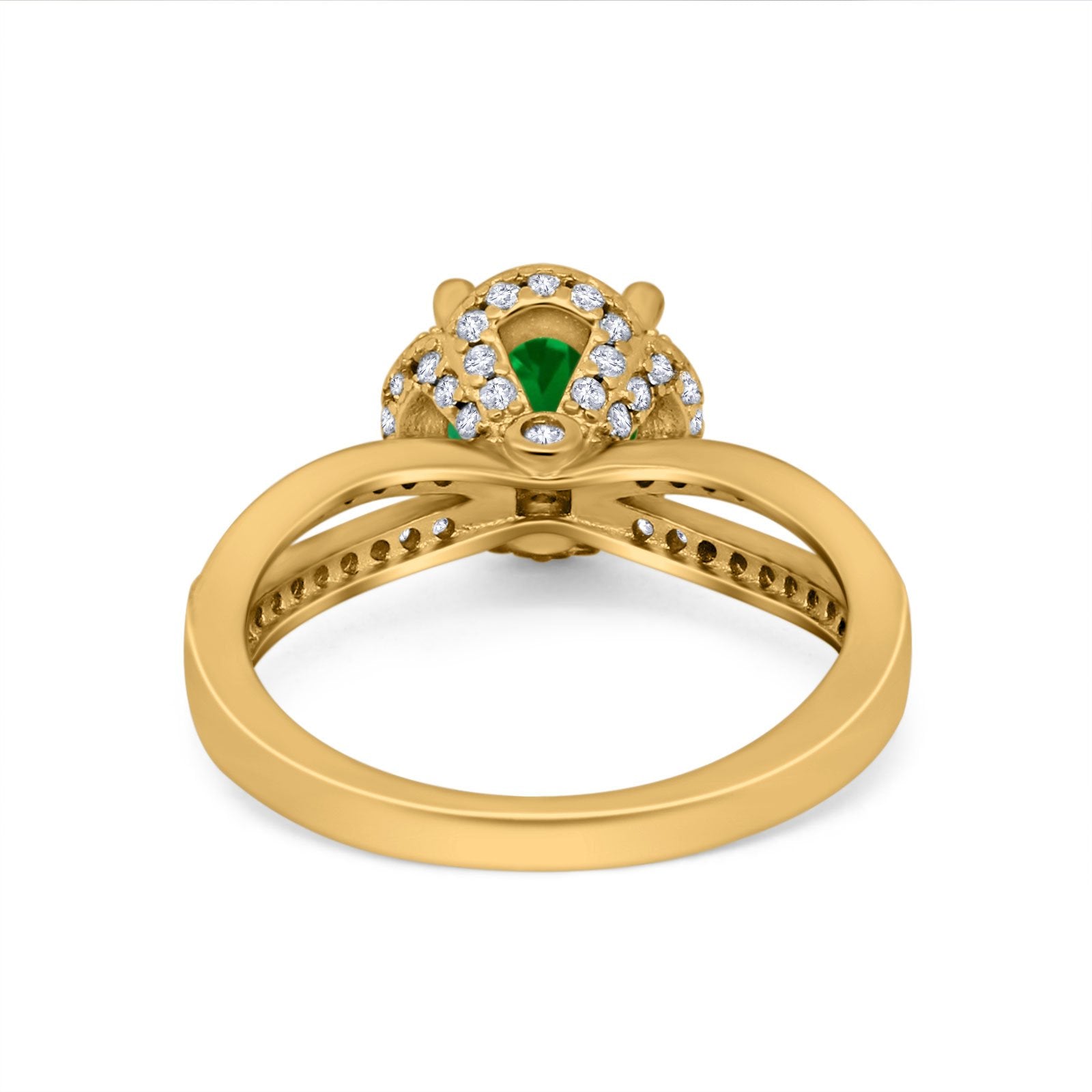 Halo Art Deco Wedding Ring Round Simulated Cubic Zirconia 925 Sterling Silver