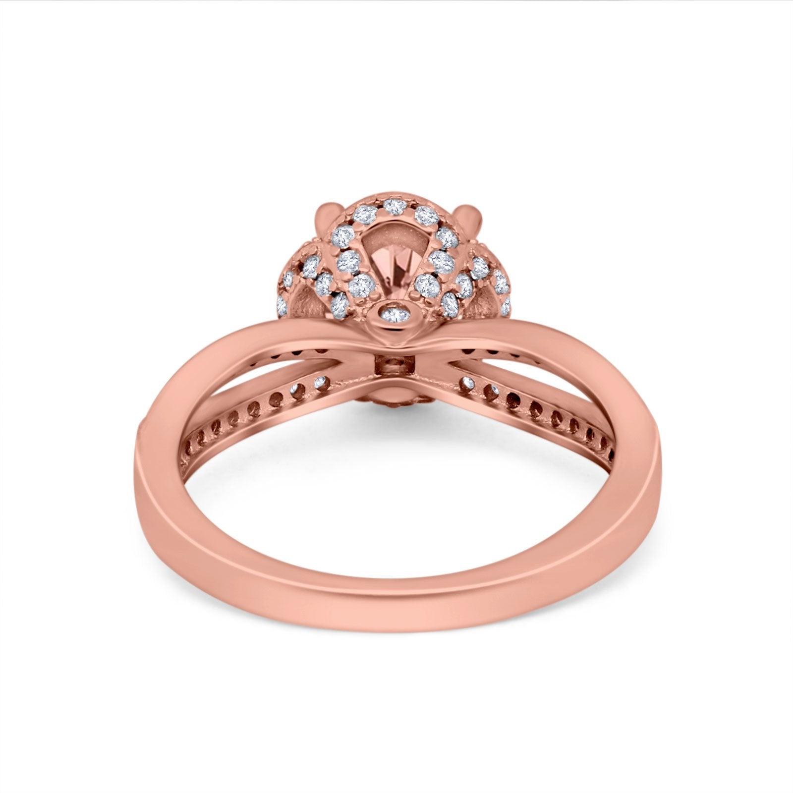 Halo Art Deco Wedding Ring Round Simulated Cubic Zirconia 925 Sterling Silver