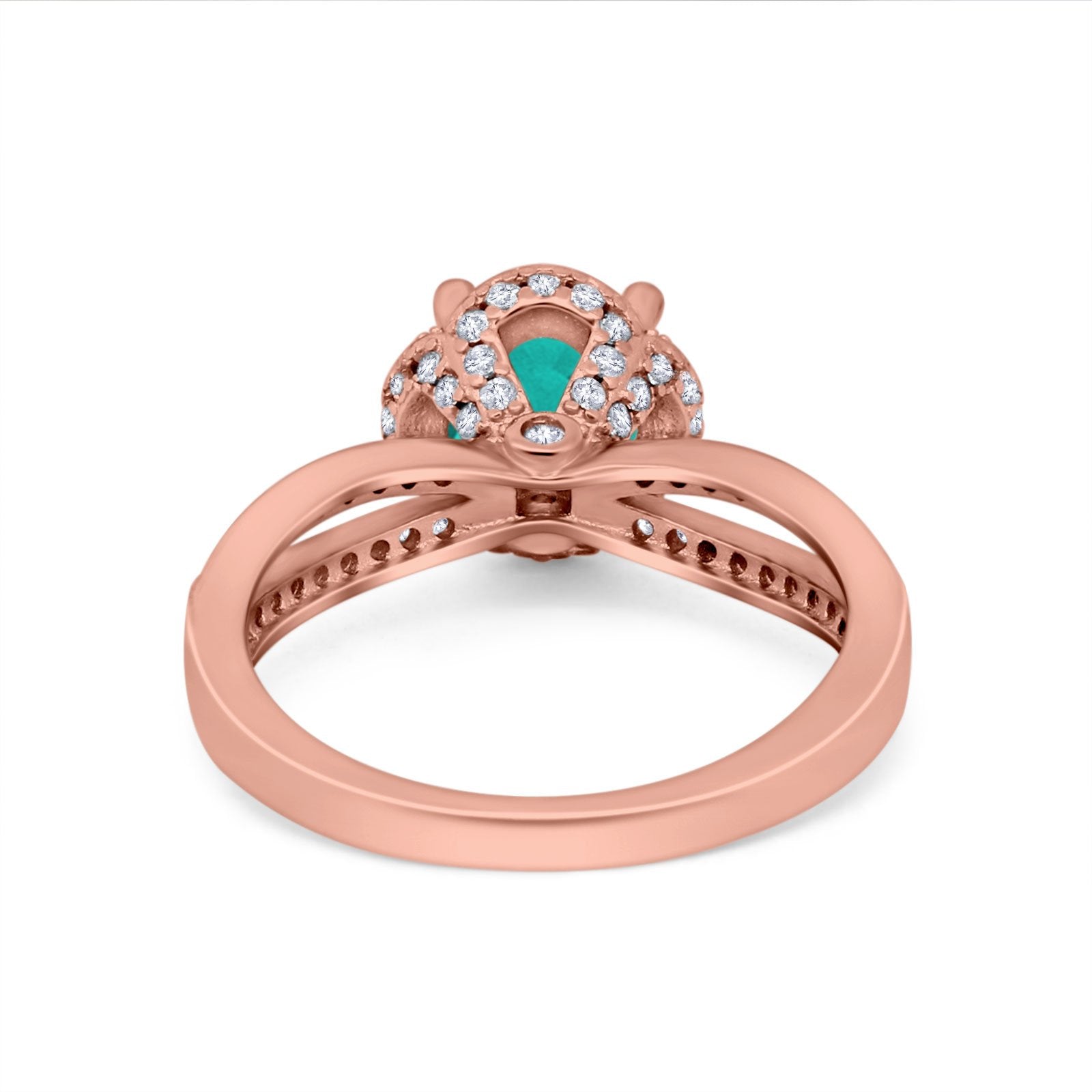 Halo Art Deco Wedding Ring Round Simulated Cubic Zirconia 925 Sterling Silver