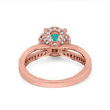 Halo Art Deco Wedding Ring Round Simulated Cubic Zirconia 925 Sterling Silver