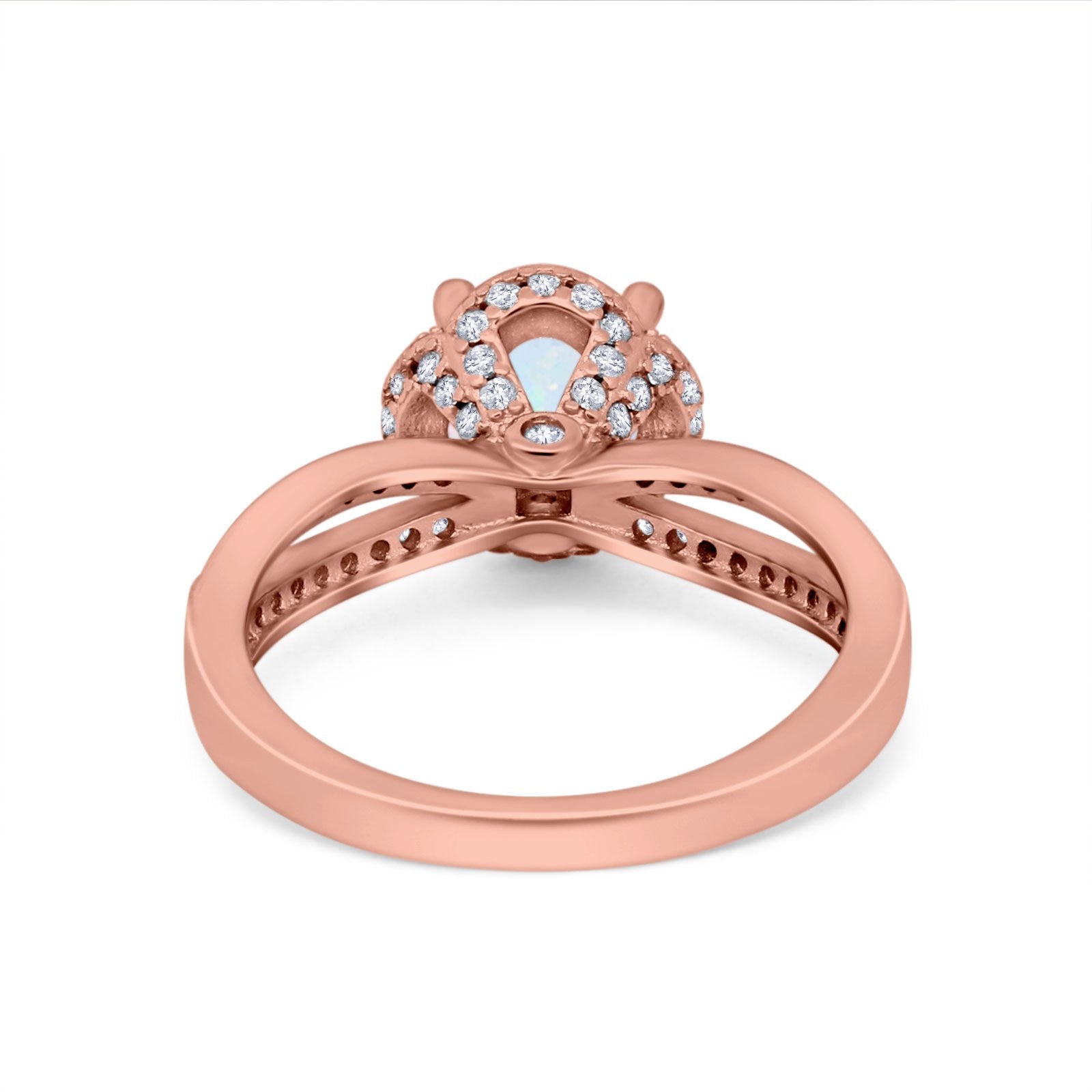 Halo Art Deco Wedding Ring Round Simulated Cubic Zirconia 925 Sterling Silver