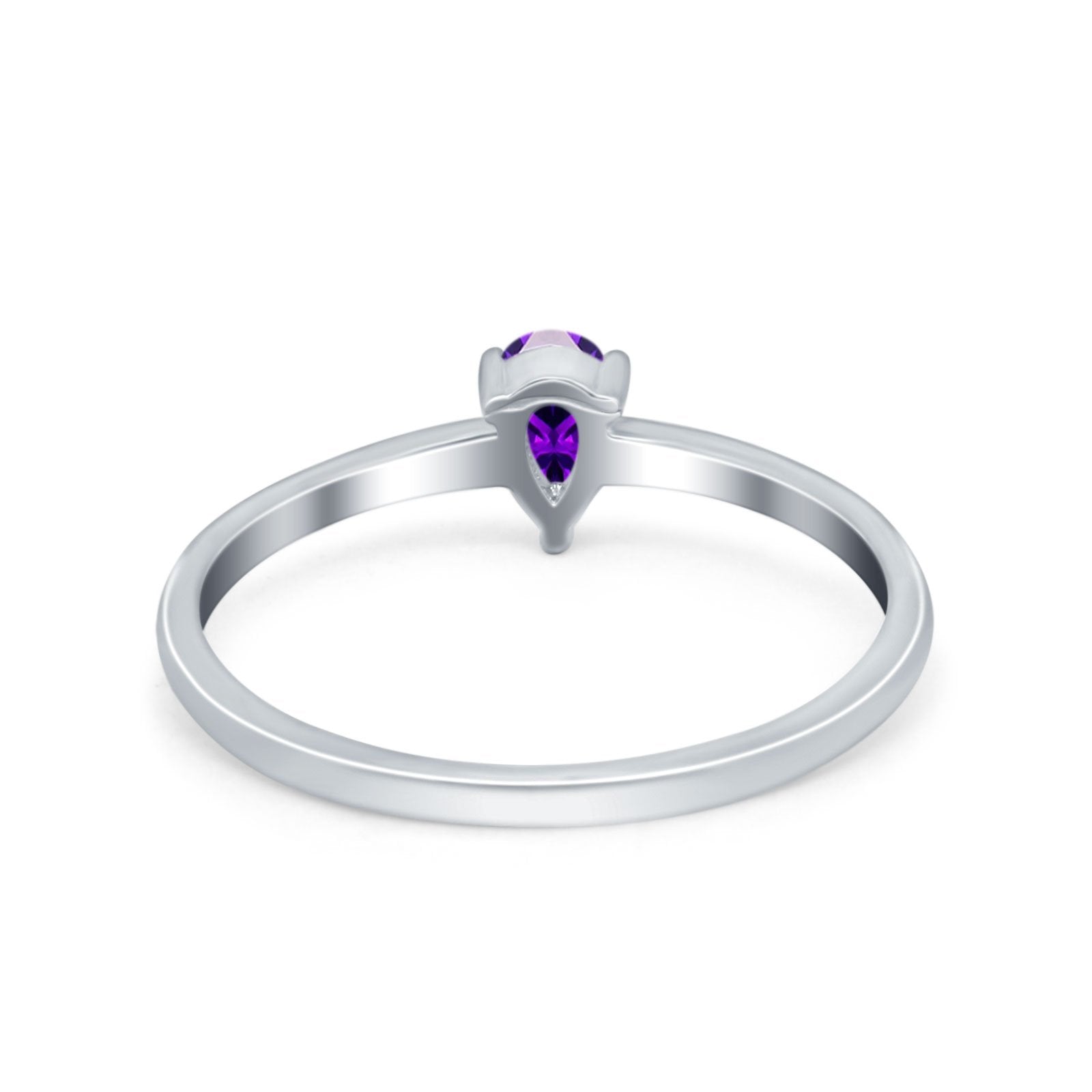 Petite Dainty Teardrop Wedding Ring Simulated Cubic Zirconia 925 Sterling Silver