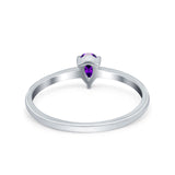 Petite Dainty Teardrop Wedding Ring Simulated Cubic Zirconia 925 Sterling Silver