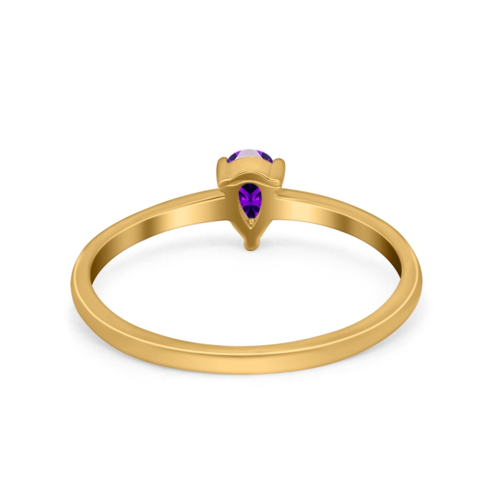 Petite Dainty Teardrop Wedding Ring Simulated Cubic Zirconia 925 Sterling Silver