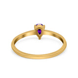 Petite Dainty Teardrop Wedding Ring Simulated Cubic Zirconia 925 Sterling Silver