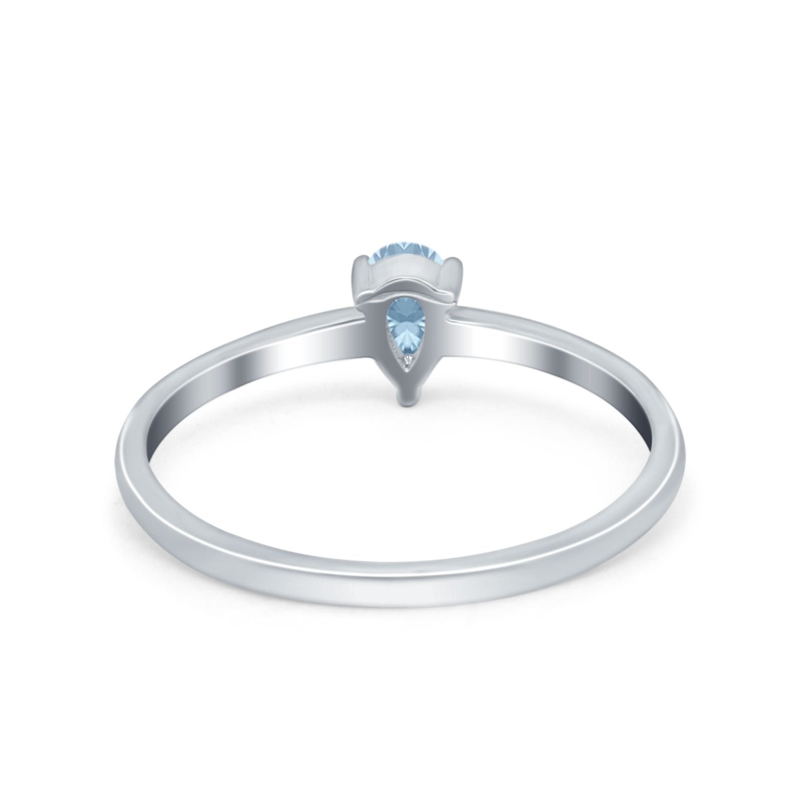 Petite Dainty Teardrop Wedding Ring Simulated Cubic Zirconia 925 Sterling Silver