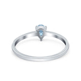 Petite Dainty Teardrop Wedding Ring Simulated Cubic Zirconia 925 Sterling Silver