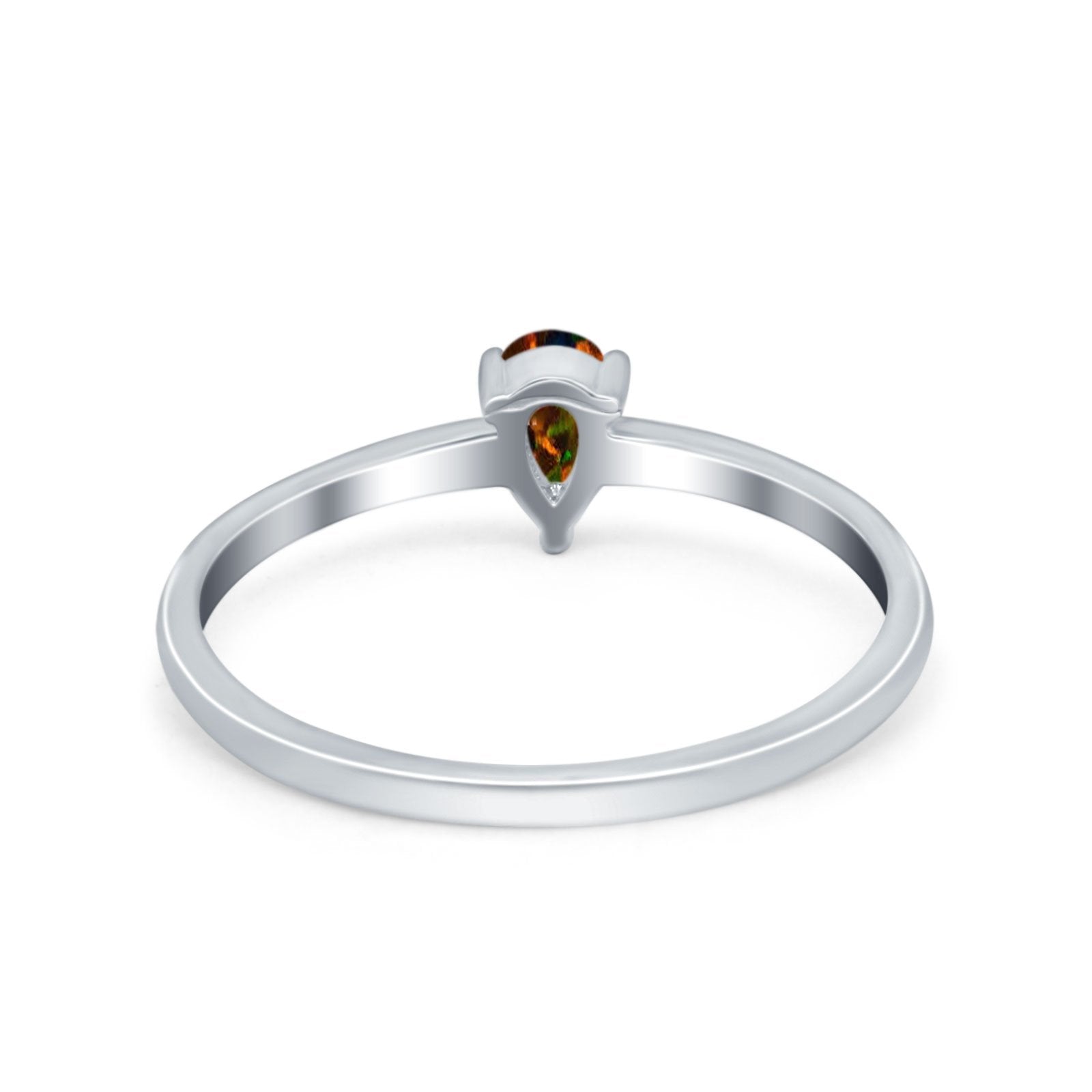 Petite Dainty Teardrop Wedding Ring Simulated Cubic Zirconia 925 Sterling Silver