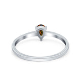 Petite Dainty Teardrop Wedding Ring Simulated Cubic Zirconia 925 Sterling Silver