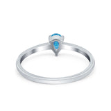 Petite Dainty Teardrop Wedding Ring Simulated Cubic Zirconia 925 Sterling Silver