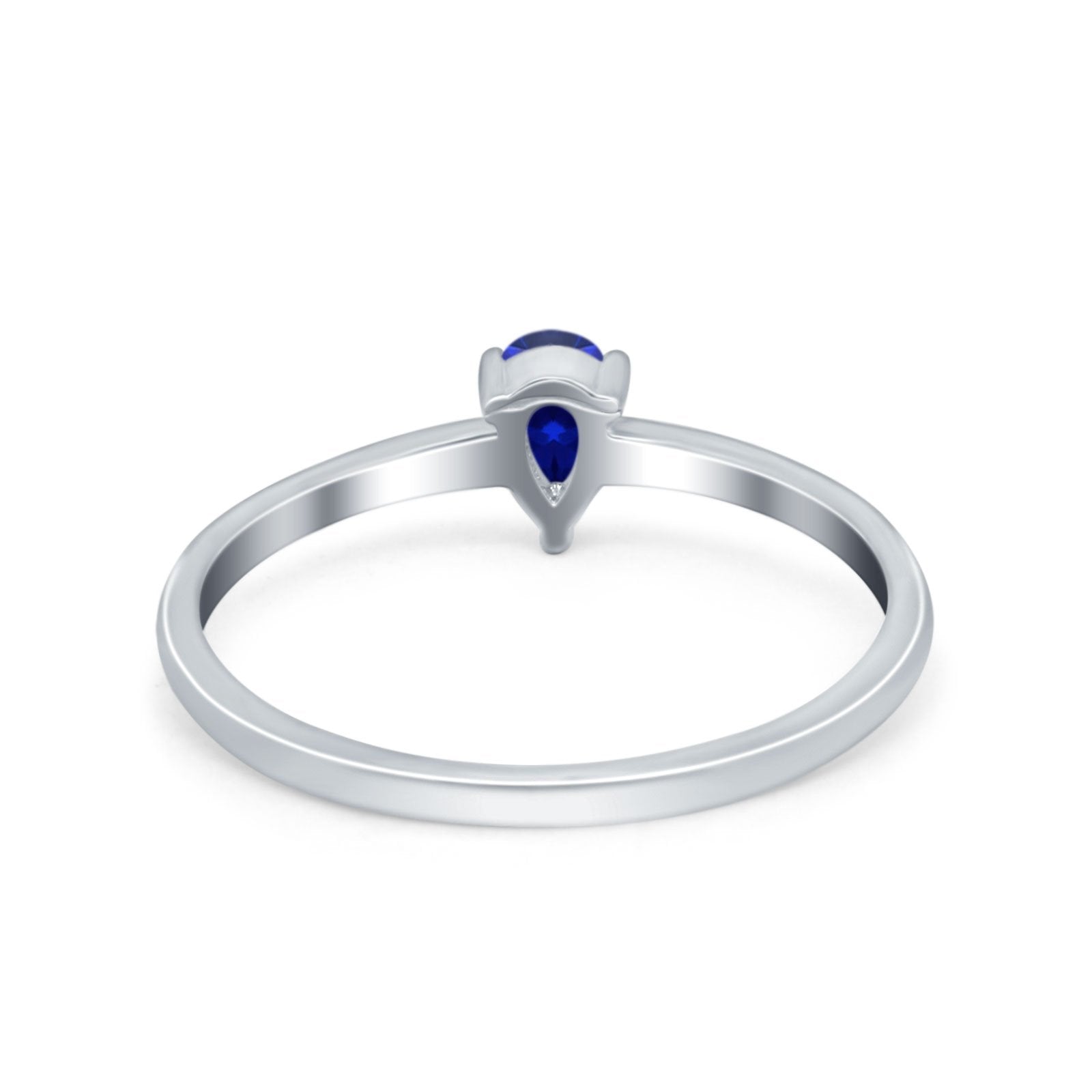 Petite Dainty Teardrop Wedding Ring Simulated Cubic Zirconia 925 Sterling Silver