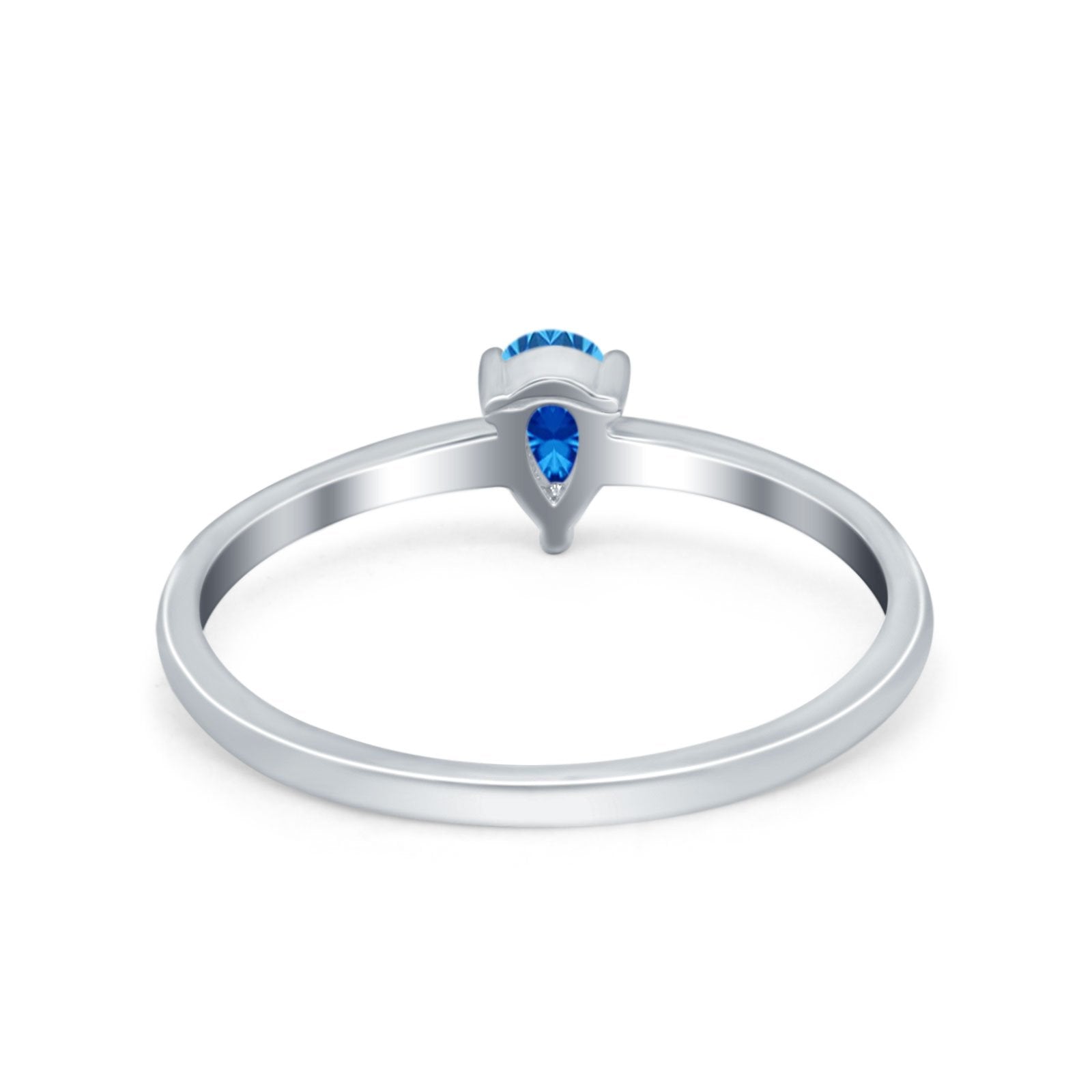 Petite Dainty Teardrop Wedding Ring Simulated Cubic Zirconia 925 Sterling Silver