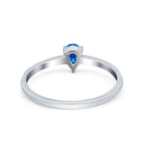 Petite Dainty Teardrop Wedding Ring Simulated Cubic Zirconia 925 Sterling Silver