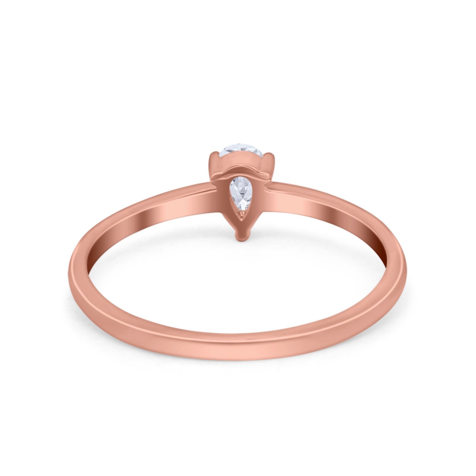 Petite Dainty Teardrop Wedding Ring Simulated Cubic Zirconia 925 Sterling Silver