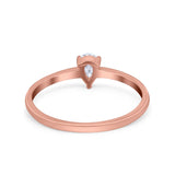 Petite Dainty Teardrop Wedding Ring Simulated Cubic Zirconia 925 Sterling Silver