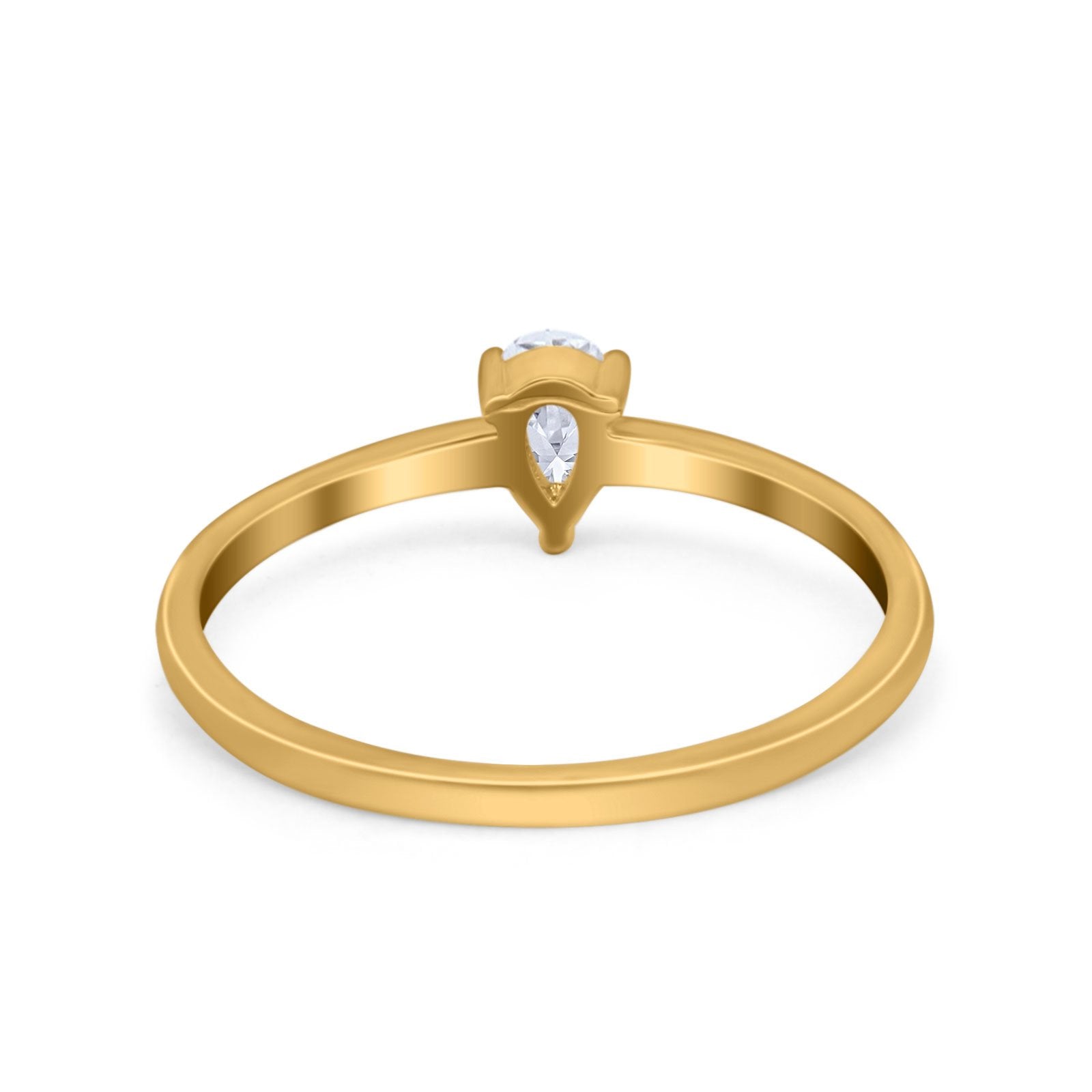 Petite Dainty Teardrop Wedding Ring Simulated Cubic Zirconia 925 Sterling Silver