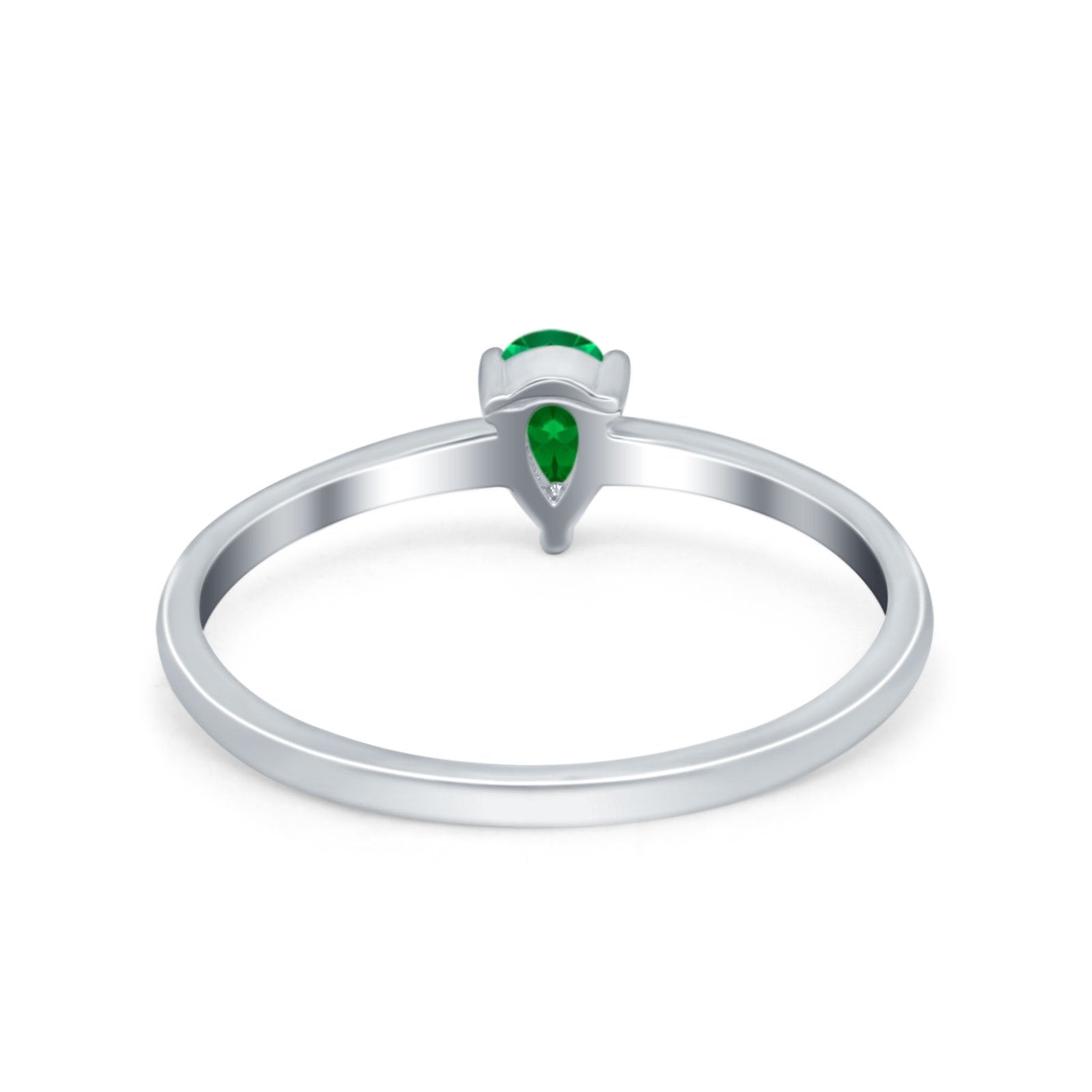 Petite Dainty Teardrop Wedding Ring Simulated Cubic Zirconia 925 Sterling Silver